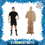 SC1399 Rugby Player (Black Kit) Lifesize + Mini Cardboard Cutout Standee Frame