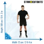 SC1399 Rugby Player (Black Kit) Lifesize + Mini Cardboard Cutout Standee Size