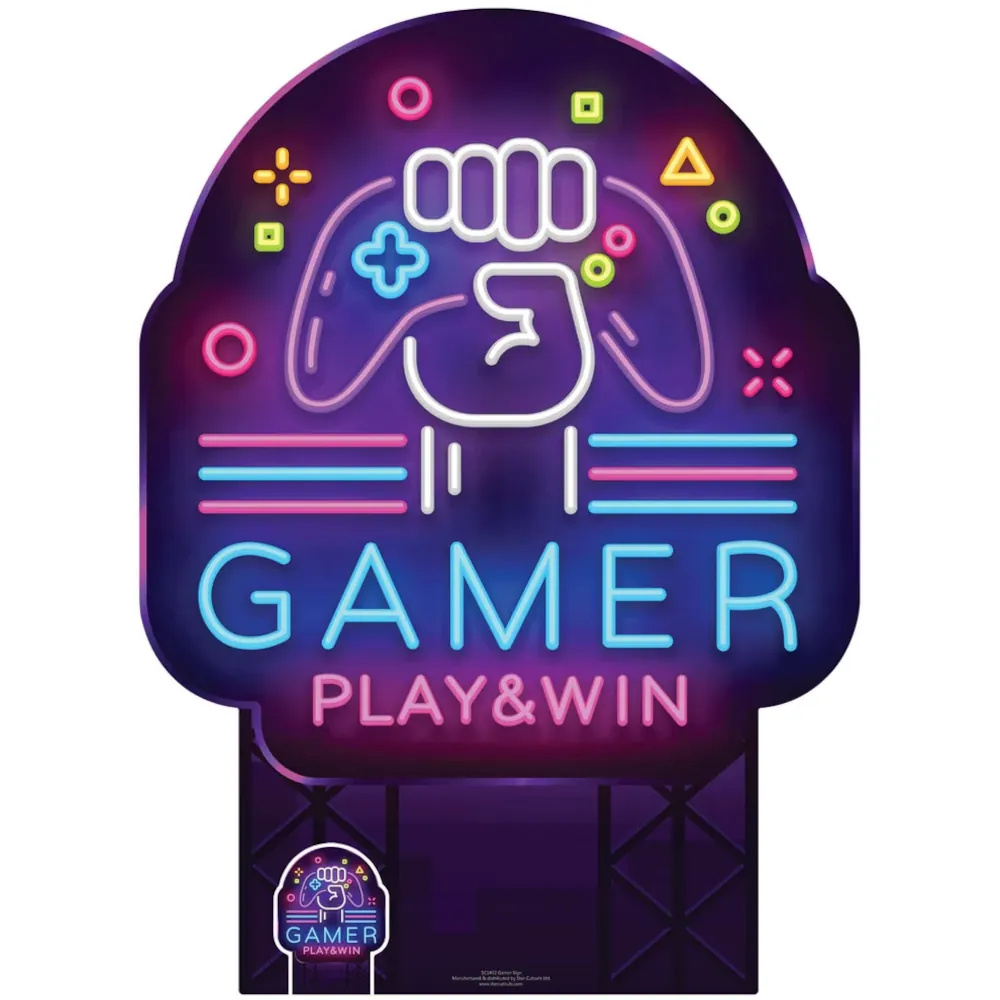 SC1402 Neon Coloured Gamer Sign Large + Mini Cardboard Cutout Standee SC1402 Neon Coloured Gamer Sign Large + Mini Cardboard Cutout Standee