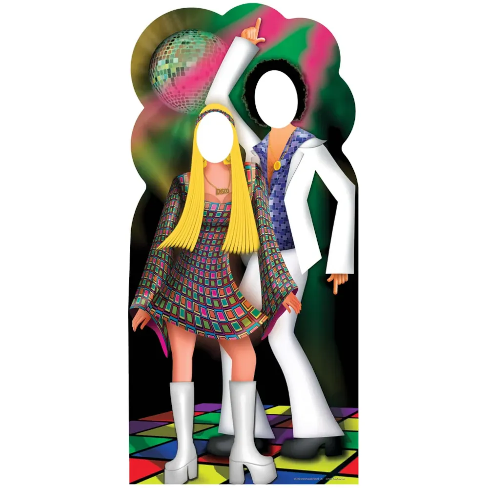 SC190 Cartoon Style Disco Couple Lifesize Stand-In Cardboard Cutout Standee SC190 Cartoon Style Disco Couple Lifesize Stand-In Cardboard Cutout Standee