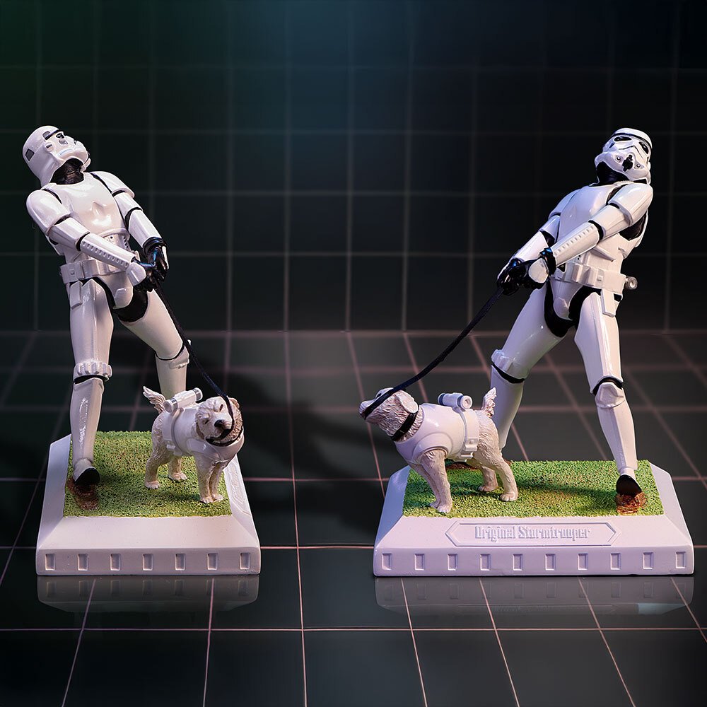 Original Stormtrooper - Man's Best Friend Dog Walking Collectable Resin Figurine (15.5cm) - Image 2