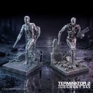 Terminator 2: Judgement Day - T-1000 vs T-800 Silver Finish Resin Bookends (18.5cm)