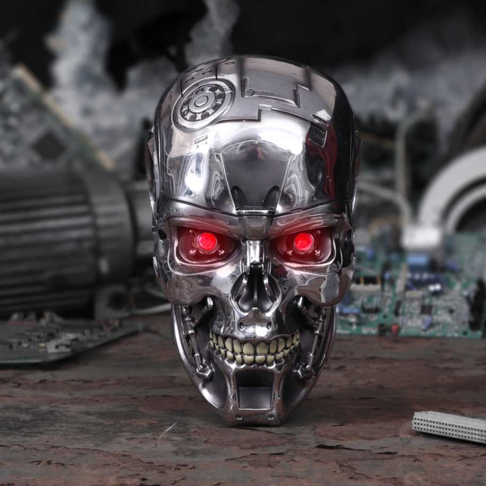 now0948 Terminator 2 Judgement Day - T-800 Silver Finish Head Wall Mounted Plaque (22cm) Terminator 2: Judgement Day - T-800 Silver Finish Head Wall Mounted Plaque (22cm) - Image 1